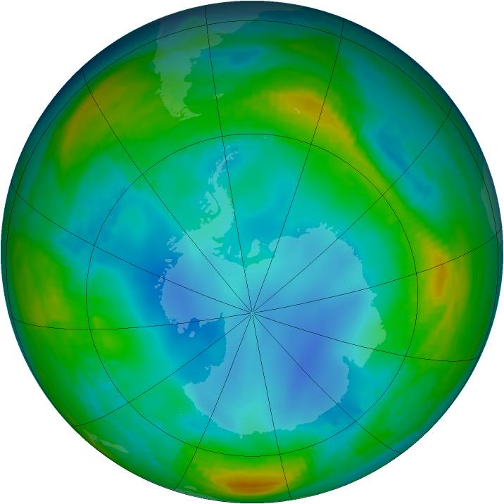 Antarctic ozone map for 14 July 1987